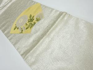 リサイクル　相良刺繍　地紙に菊模様名古屋帯